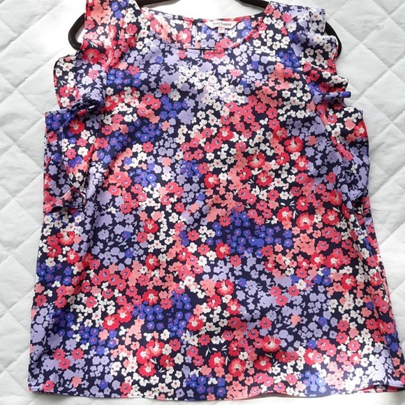 Juicy Couture Blouse Woman's XL Floral Top Ruffle Sleeves EUC - Picture 5 of 5